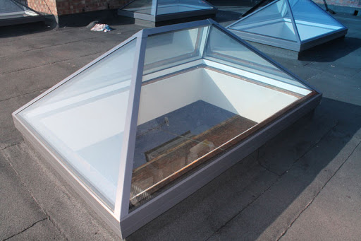 Roof lantern installed on felt flat roof