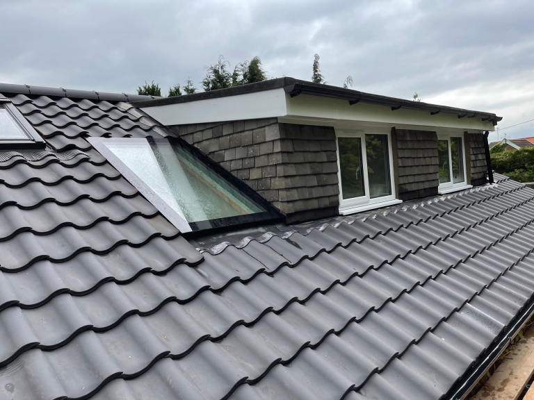 Different angle of a new roof installation in Costessey, Norwich