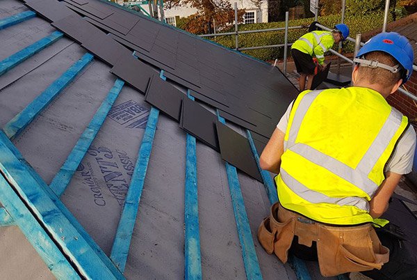 Our team working on a re-roof in Wymondham