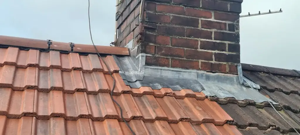Lead flashing repair on chimney