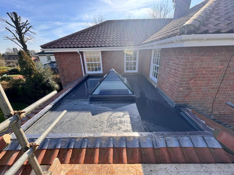 Finished GRP flat roof replacement with lead edging