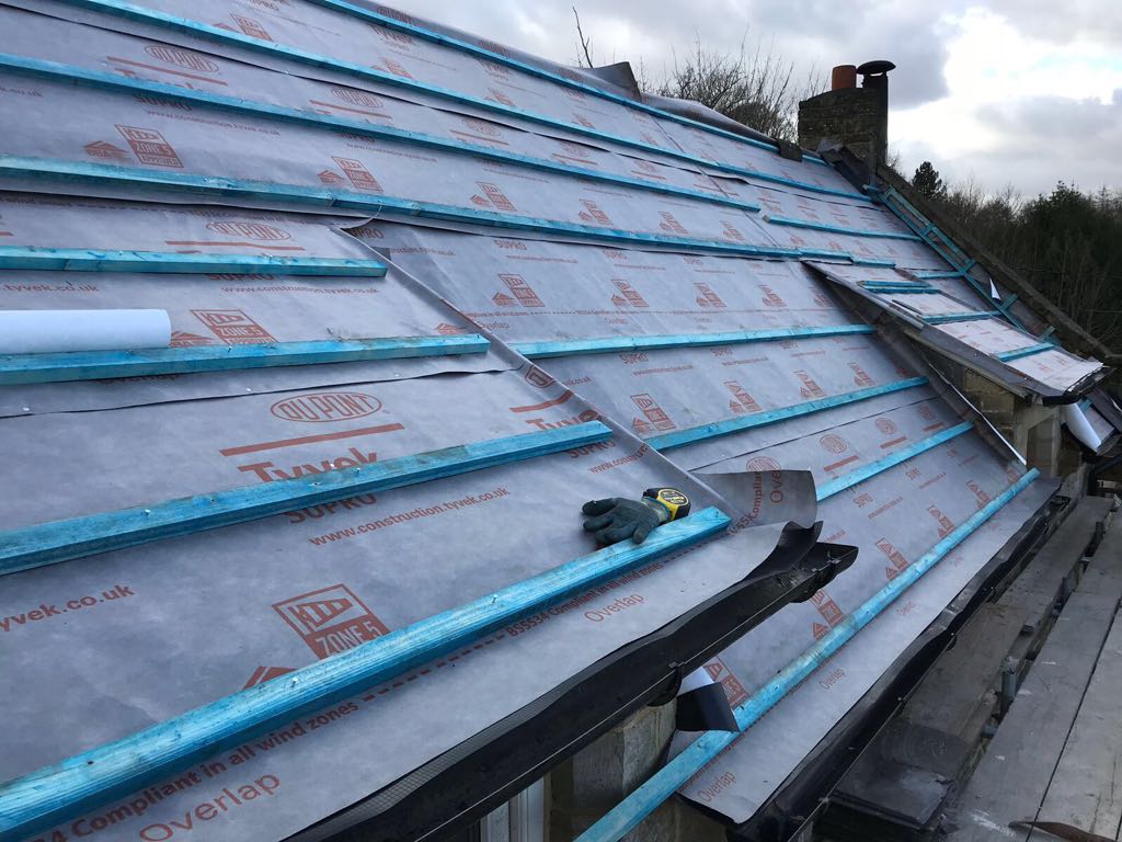 Breathable membrane felt installed on a roof in Norwich