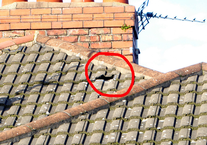 Roof leak identified on a tile roof in Norwich