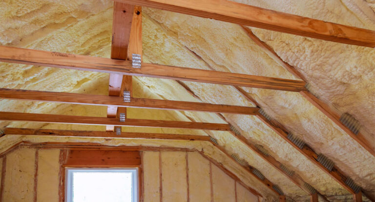 Spray foam installed in a roof