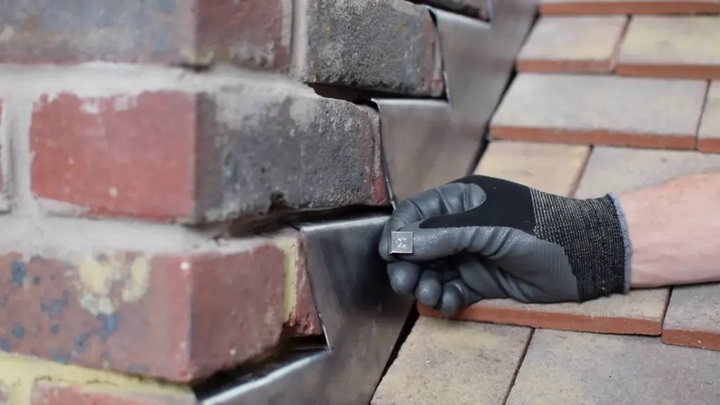 Lead flashing materials used on a chimney